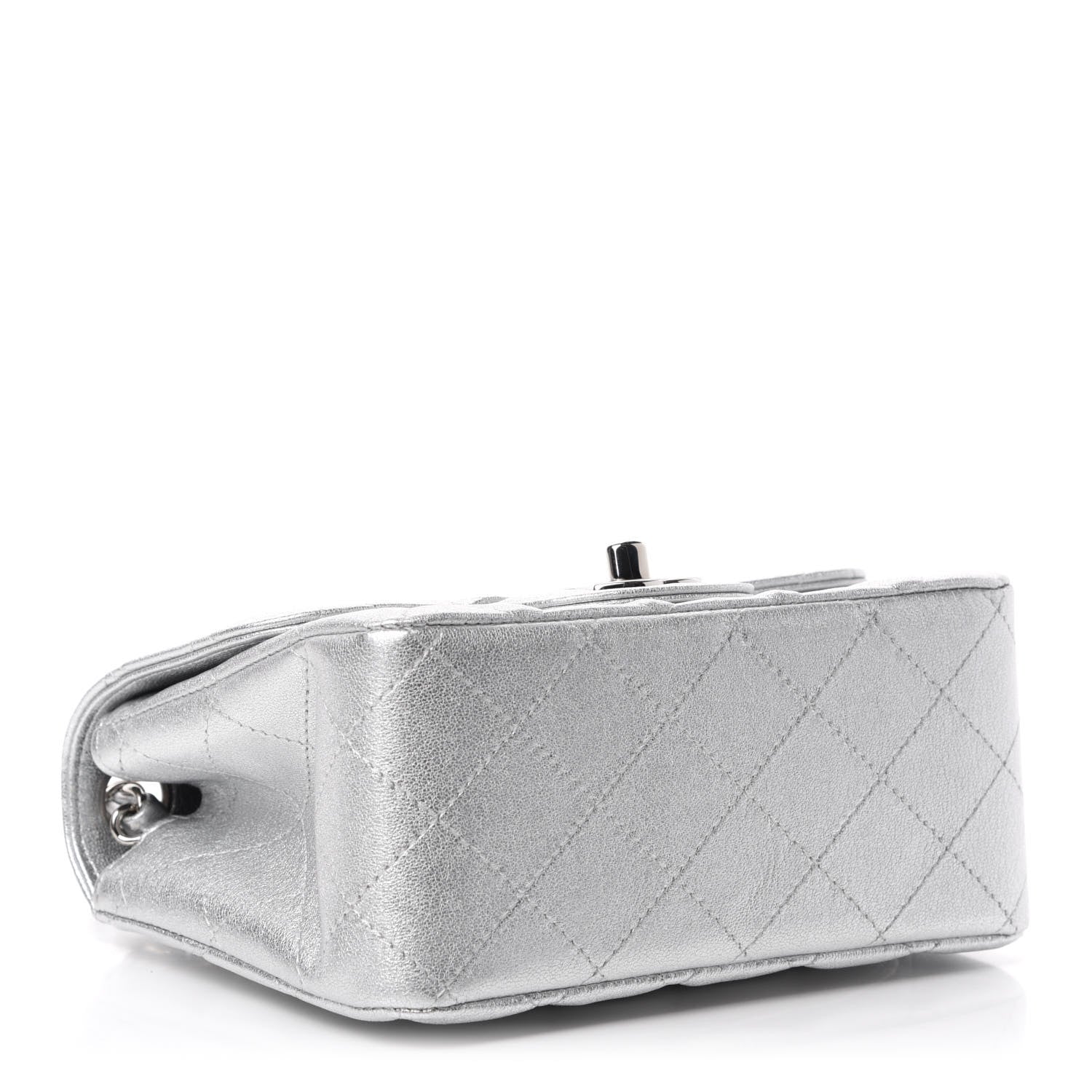 Chanel Metallic Lambskin Quilted Mini Square Flap Silver 4 of 11
