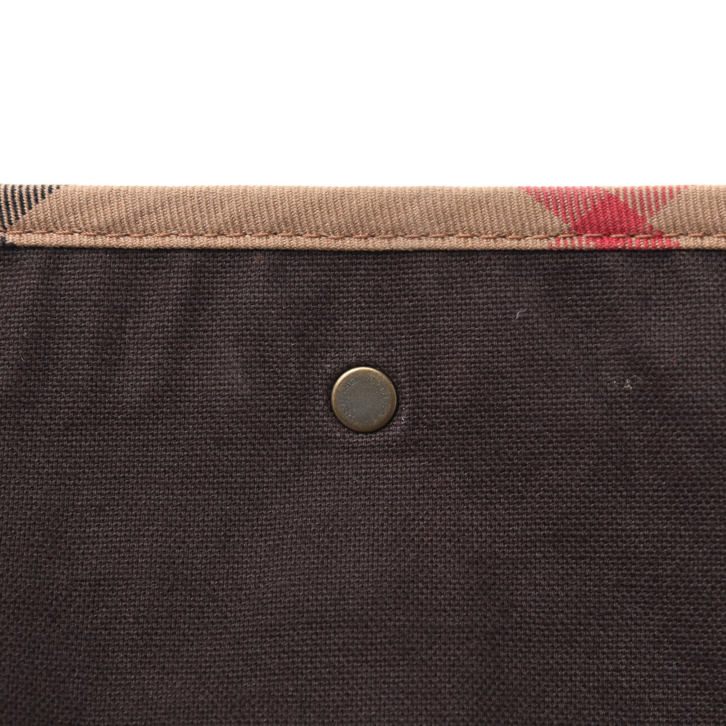 Calfskin House Check Trim Bates Shoulder Bag Cognac