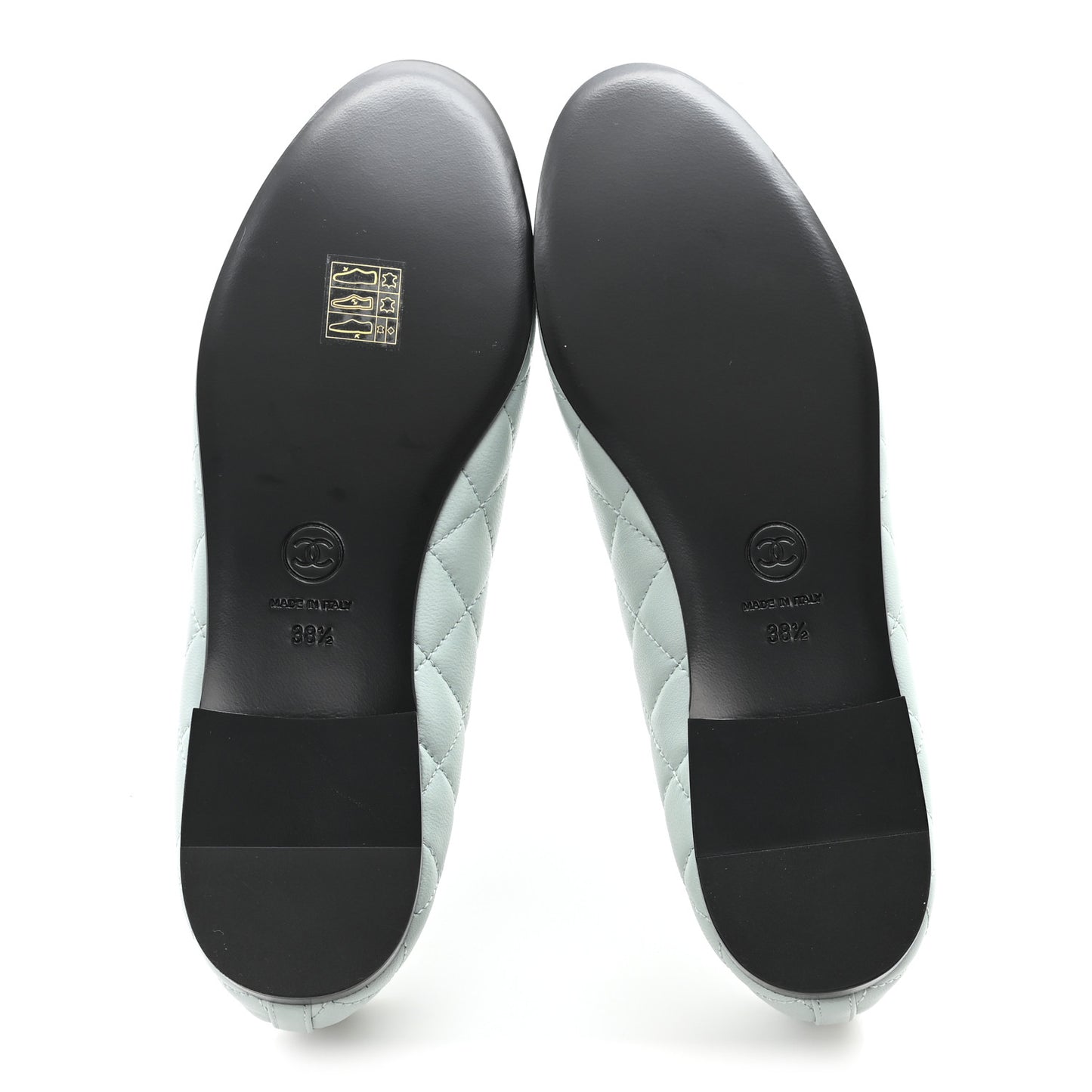 Lambskin Quilted CC Cap Toe Ballerina Flats 38.5 Light Blue