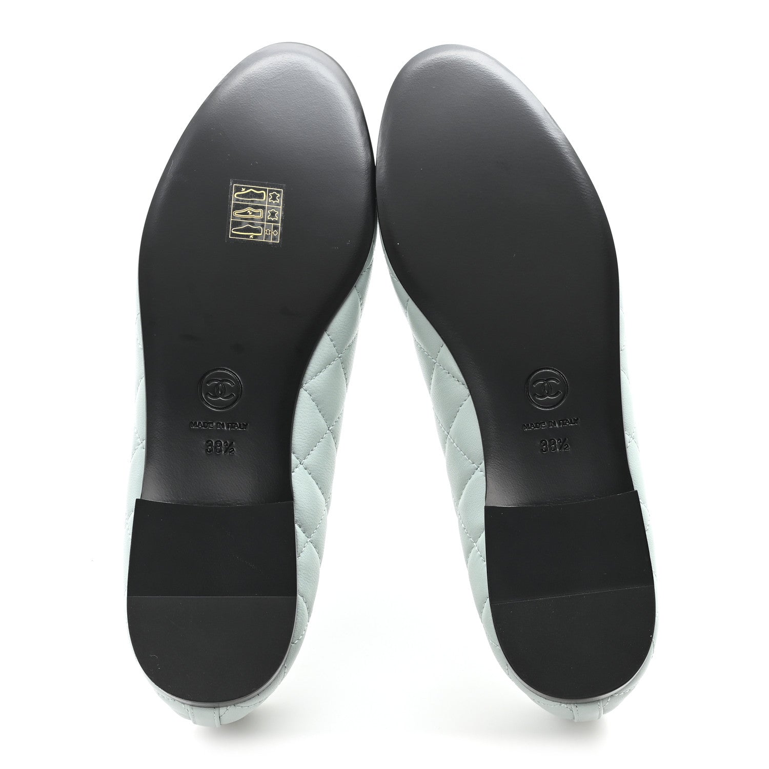 Chanel Lambskin Quilted CC Cap Toe Ballerina Flats 38.5 Light Blue 6 of 10