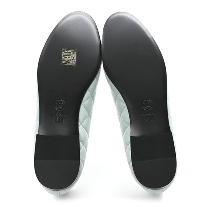 Chanel Lambskin Quilted CC Cap Toe Ballerina Flats 38.5 Light Blue 6 of 10