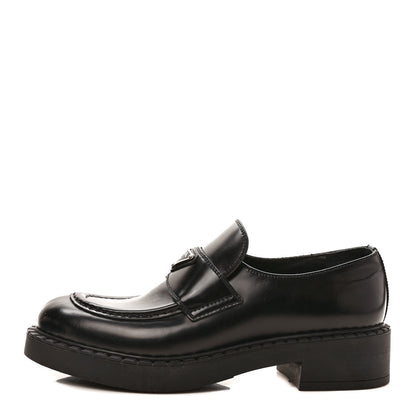 Prada Spazzolato Metal Triangle Logo 50mm Loafers 40 Black 1 of 8
