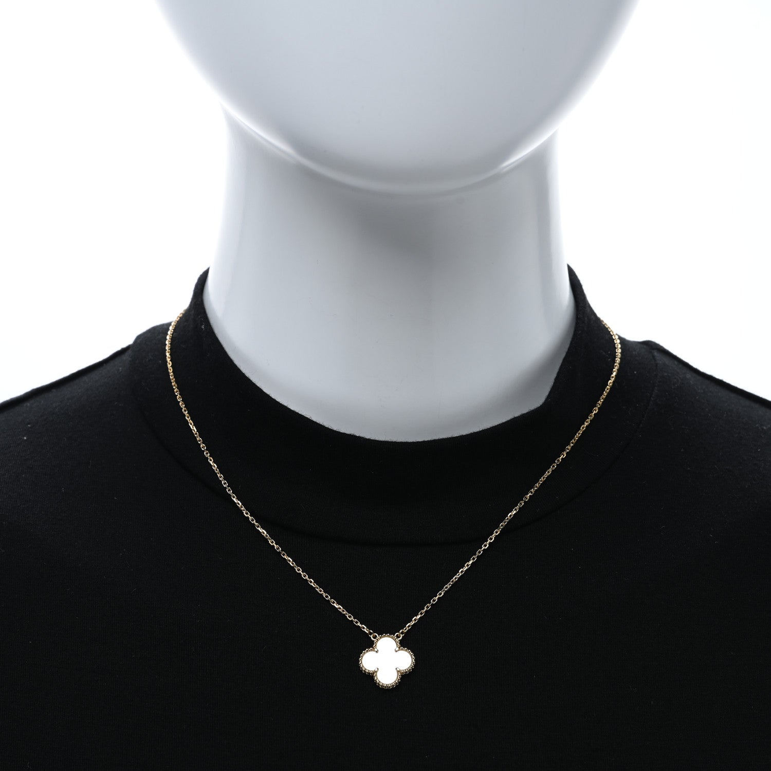 Van Cleef & Arpels 18K Yellow Gold Mother of Pearl Vintage Alhambra Pendant Necklace 2 of 4