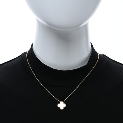 Van Cleef & Arpels 18K Yellow Gold Mother of Pearl Vintage Alhambra Pendant Necklace 2 of 4