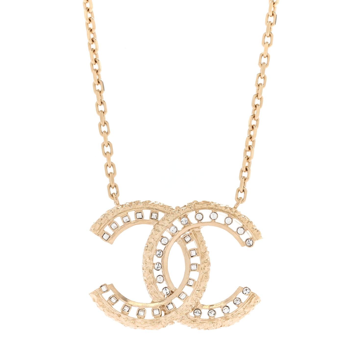 Crystal Textured CC Necklace Gold