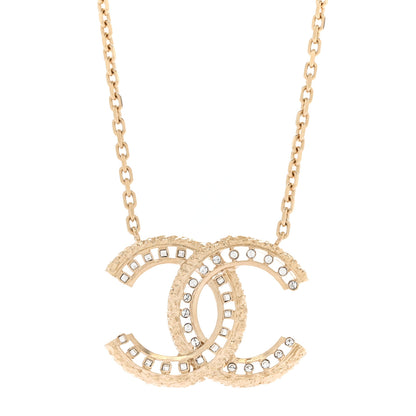 Chanel Crystal Textured CC Necklace Gold 4 of 6