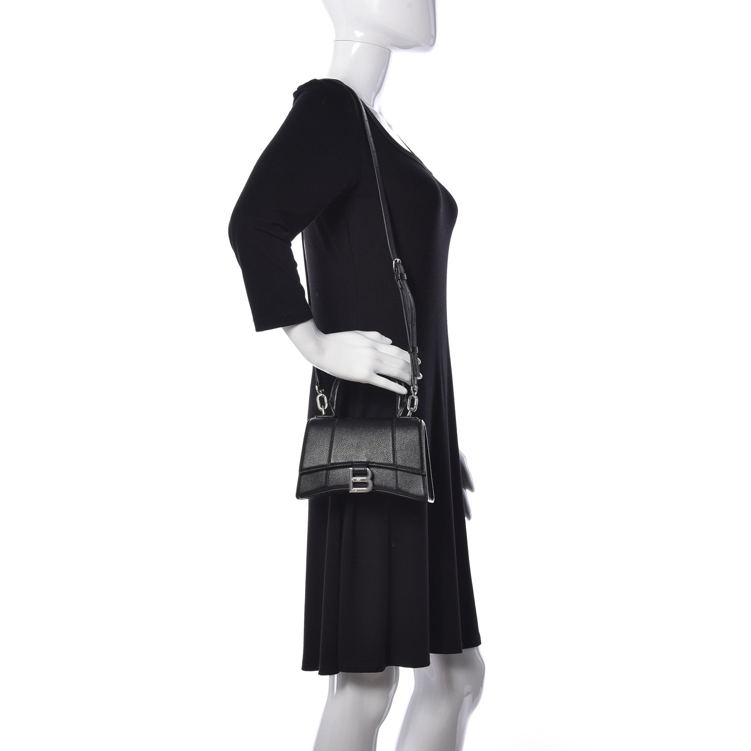 Balenciaga Grained Calfskin Hourglass Top Handle Bag XS Black 2 of 10