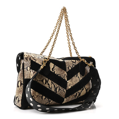 Valentino Garavani Suede Snakeskin Chevron Patchwork Medium Panthea Bag Tundra 3 of 10