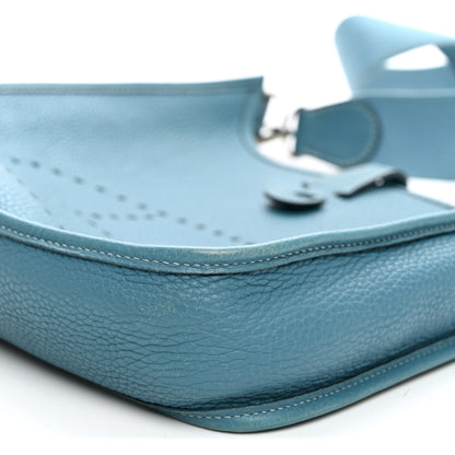 Hermes Taurillon Clemence Evelyne PM Blue Jean 10 of 11