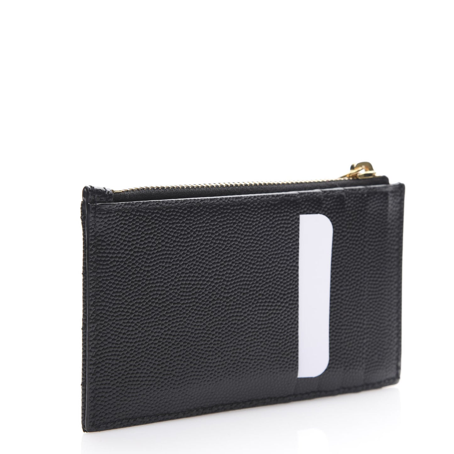 Grain De Poudre Matelasse Chevron Monogram Fragments Zippered Card Case Black