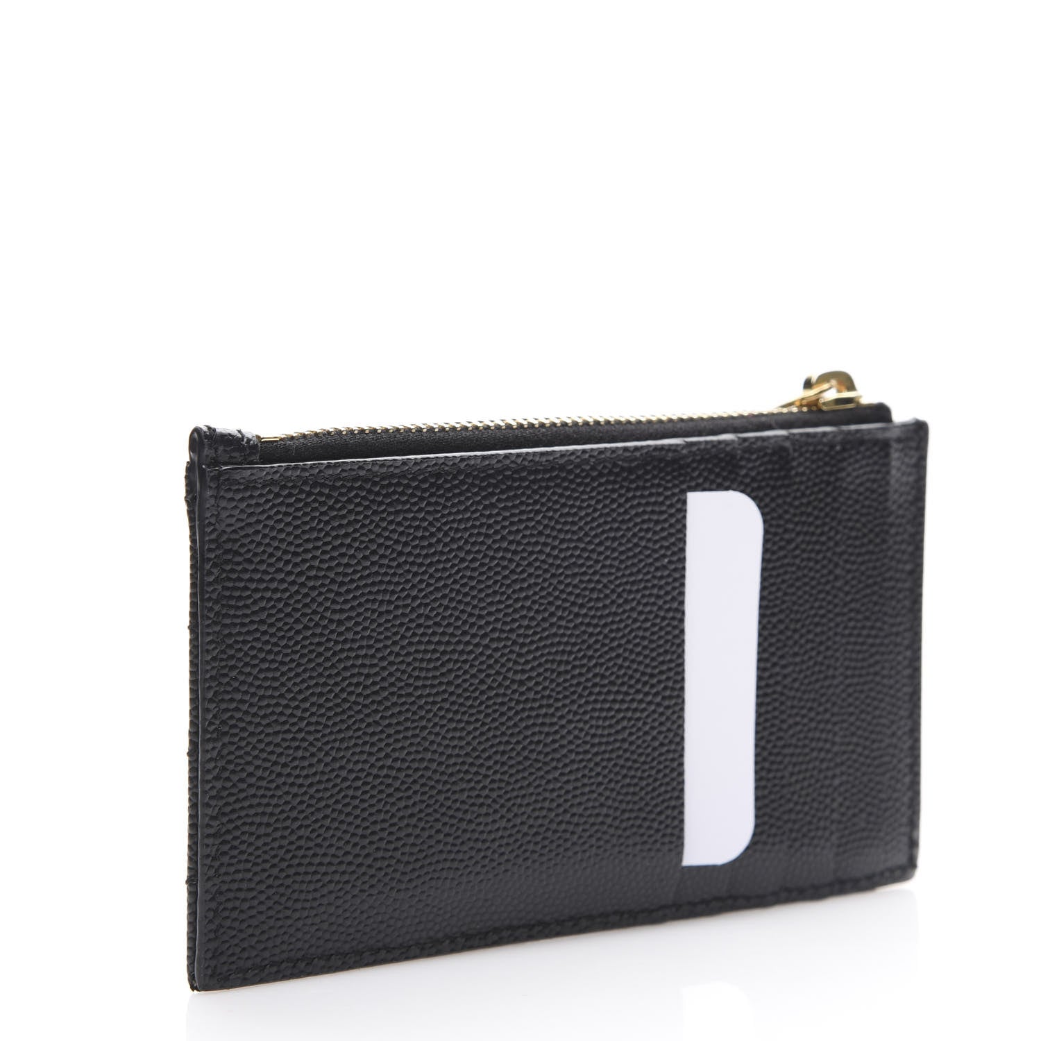 Saint Laurent Grain De Poudre Matelasse Chevron Monogram Fragments Zippered Card Case Black 2 of 7