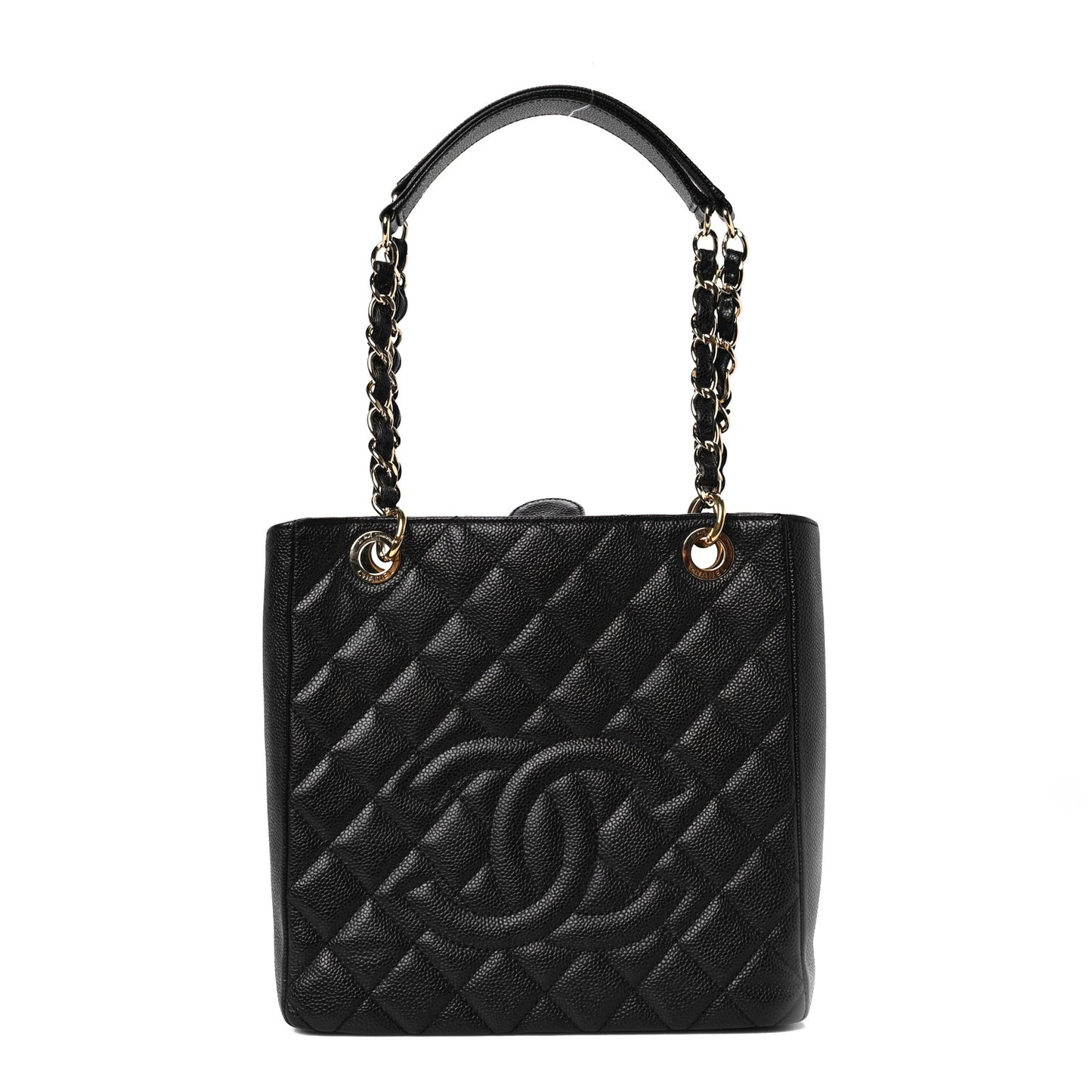 Caviar Quilted Petit Shopping Tote PST Black