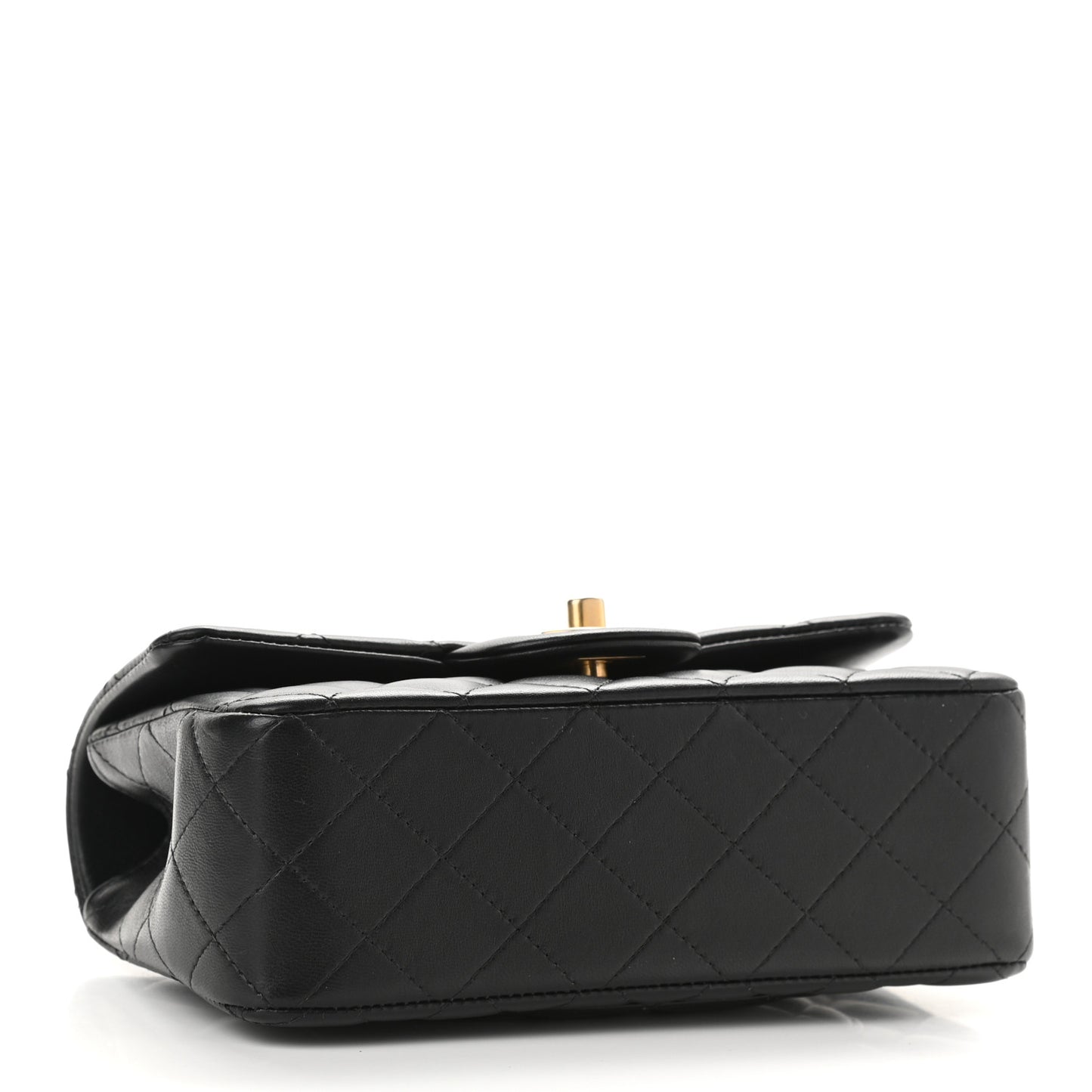 Lambskin Quilted Mini Top Handle Rectangular Flap Black