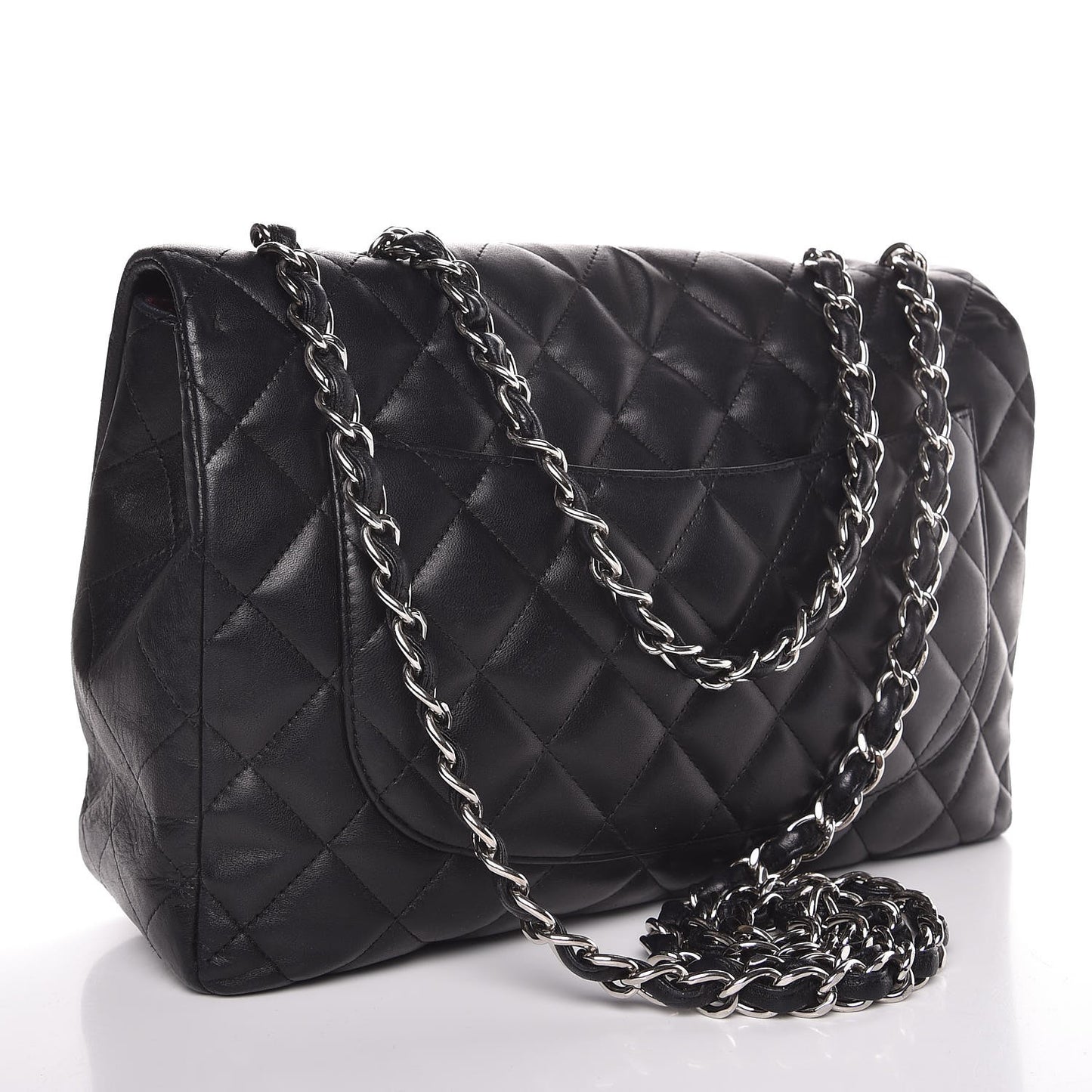 Lambskin Quilted Jumbo Single Flap Black