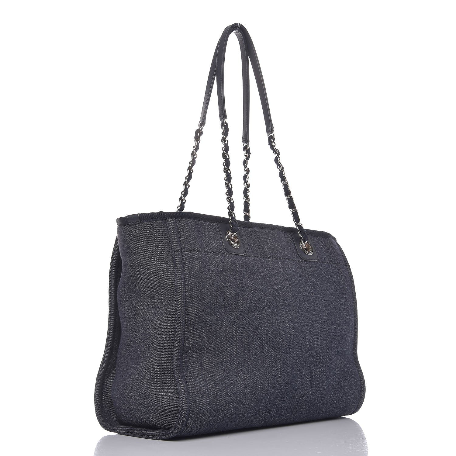 Chanel Denim Small Deauville Tote Dark Blue 4 of 8
