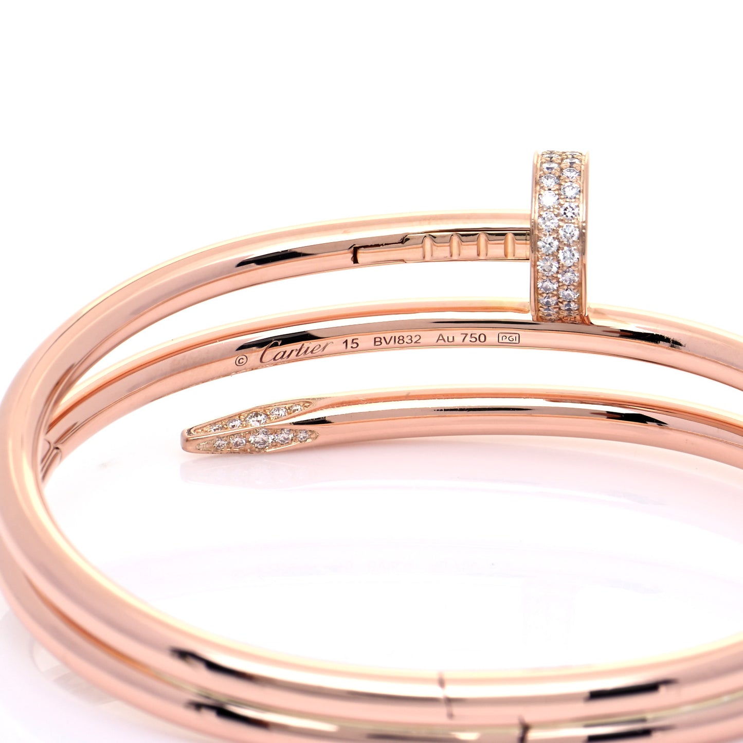18K Pink Gold Diamond Double Wrap Juste Un Clou Bracelet 15