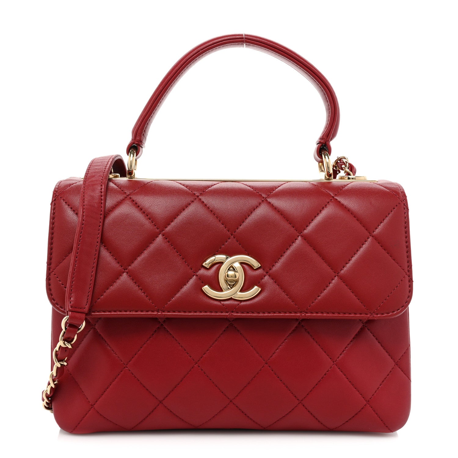Chanel Lambskin Quilted Small Trendy CC Flap Dual Handle Bag Red 1 of 16