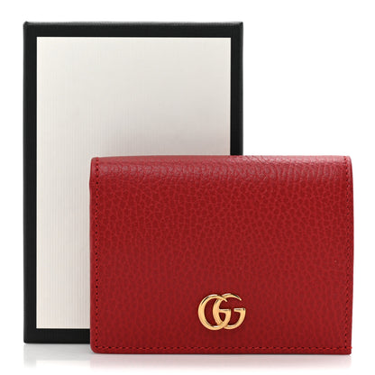 Gucci Pebbled Calfskin GG Marmont Card Case Hibiscus Red 11 of 11
