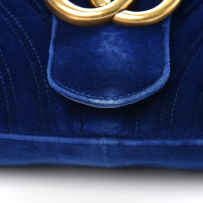 Gucci Velvet Matelasse Medium GG Marmont Shoulder Bag Cobalt Blue 12 of 16