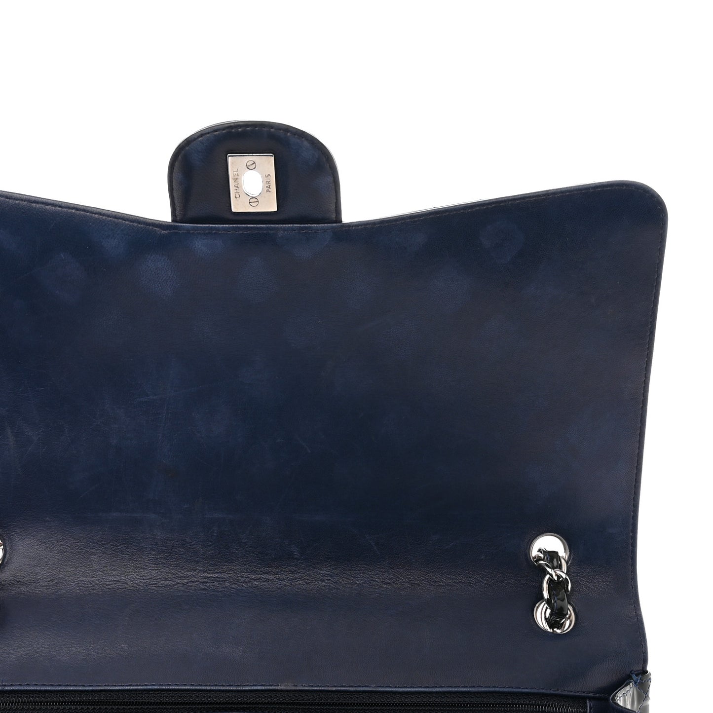 Patent Quilted Maxi Single Flap Blue