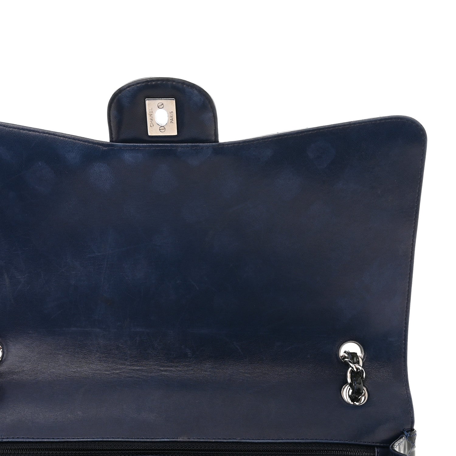 Chanel Patent Quilted Maxi Single Flap Blue 12 of 14