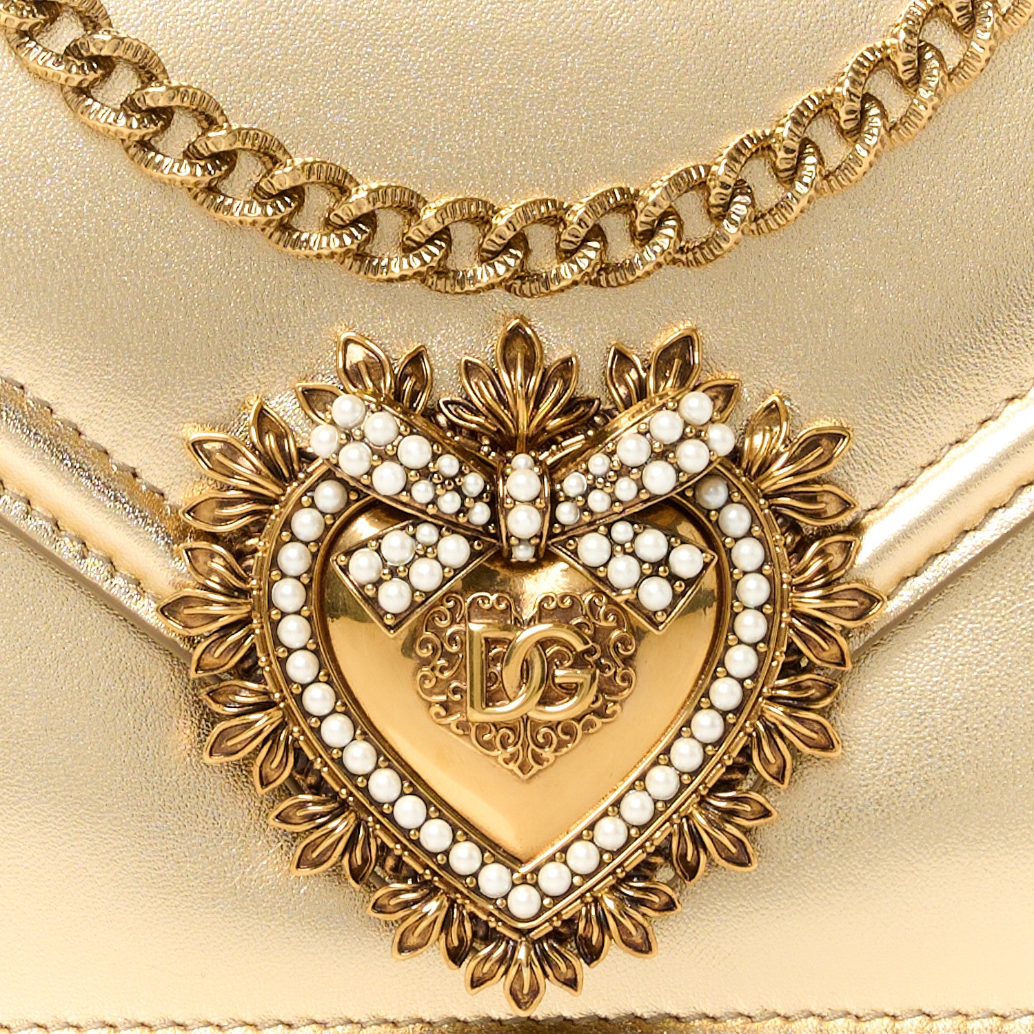 Dolce & Gabbana Metallic Nappa Small Devotion Envelope Top Handle Bag Gold 8 of 11