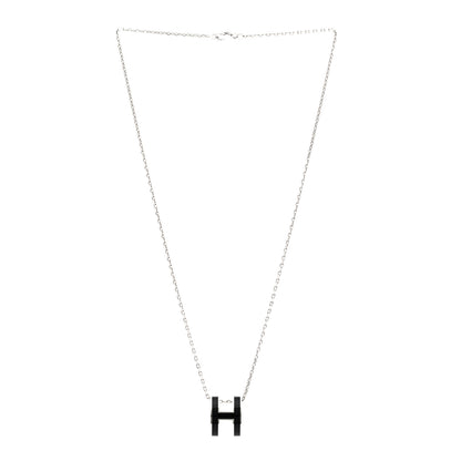Hermes Lacquered Palladium Pop H Pendant Necklace Black 3 of 6