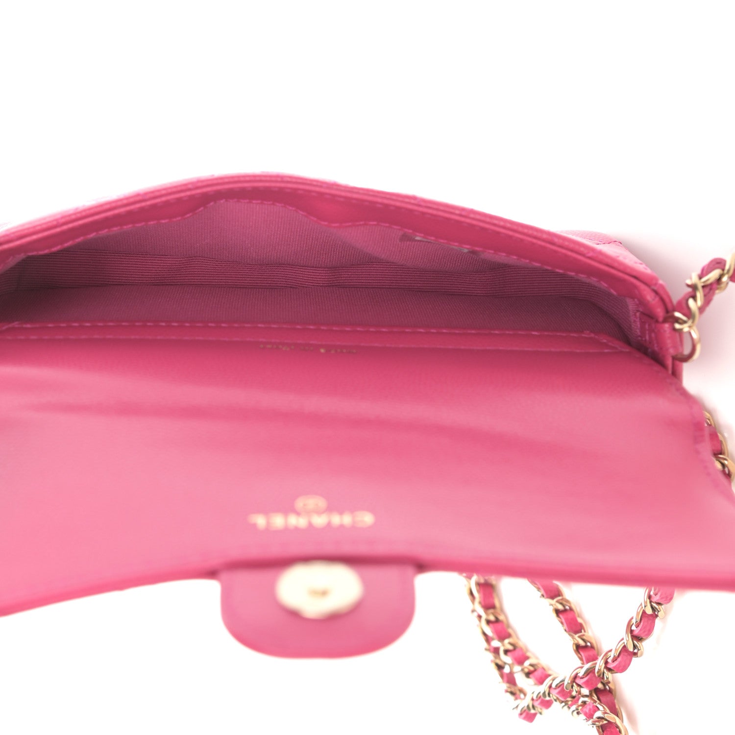 Chanel Caviar Quilted Flap Phone Holder With Chain Pink 6 of 13
