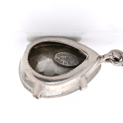 Chanel Crystal CC Tear Drop Earrings Silver 4 of 5
