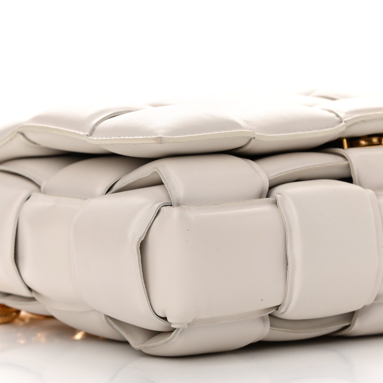 Bottega Veneta Lambskin Maxi Intreccio Padded Chain Cassette Crossbody Bag White 8 of 13