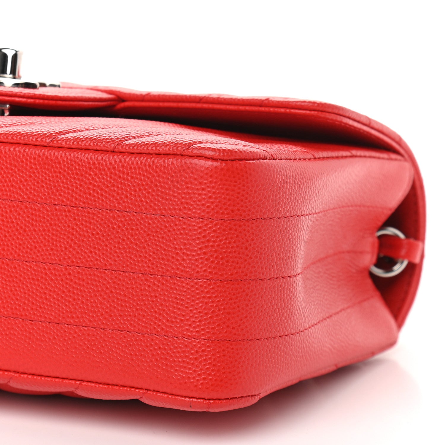 Chanel Caviar Chevron Quilted Mini Rectangular Flap Red 9 of 10