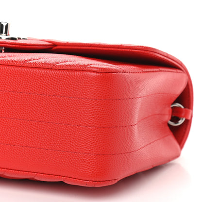 Chanel Caviar Chevron Quilted Mini Rectangular Flap Red 9 of 10