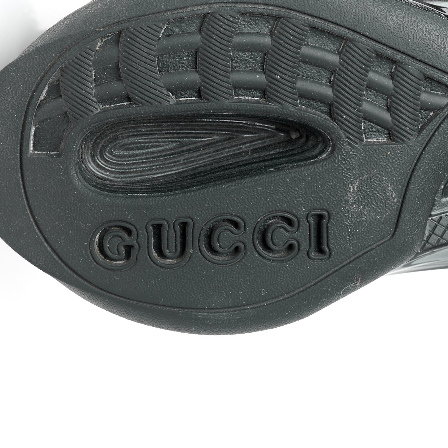 Tela Retino Mesh Crystal Suede GG Monogram Womens Gucci Run Sneakers 39 Black Silver