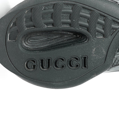 Gucci Tela Retino Mesh Crystal Suede GG Monogram Womens Gucci Run Sneakers 39 Black Silver 7 of 11