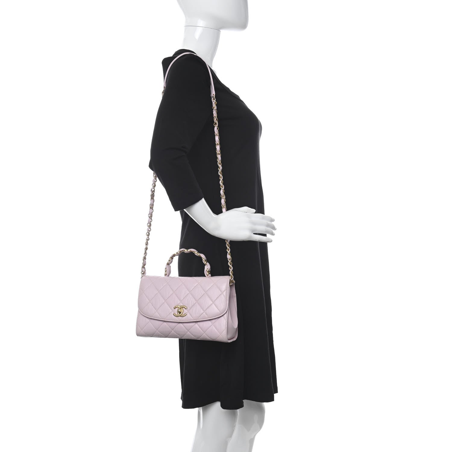 Chanel Crumpled Lambskin Quilted Small CC Links Top Handle Flap Light Pink 2 of 11