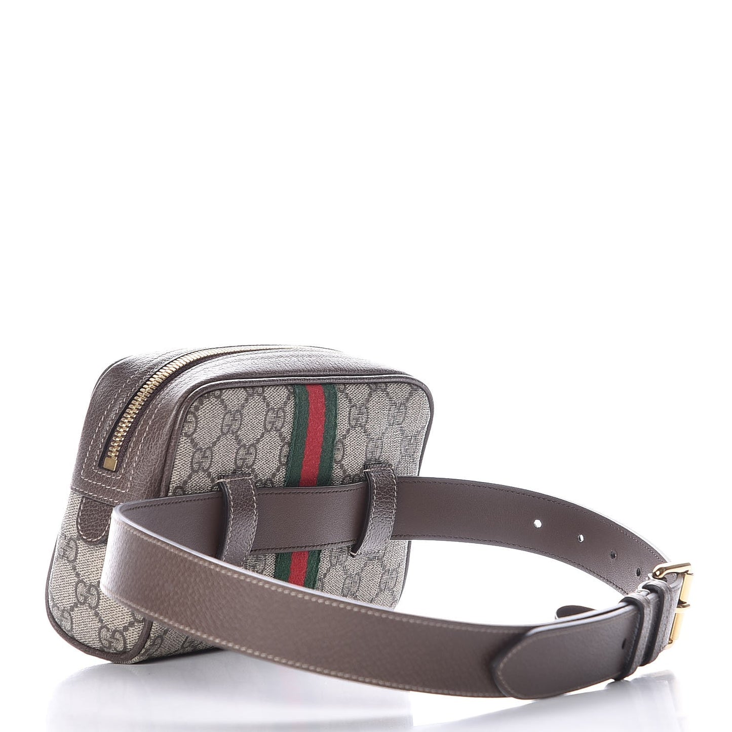 GG Supreme Monogram Web Small Ophidia Belt Bag 75 30 Dark Brown