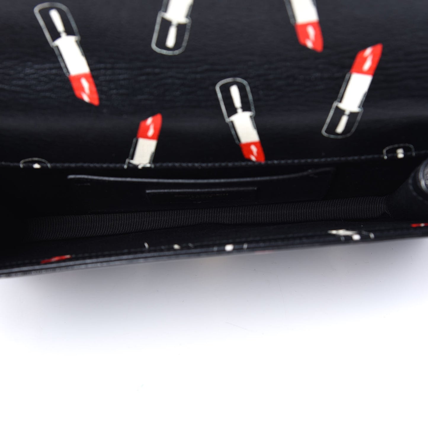 Calfskin Lipstick Print Classic Monogram Kate Clutch Black