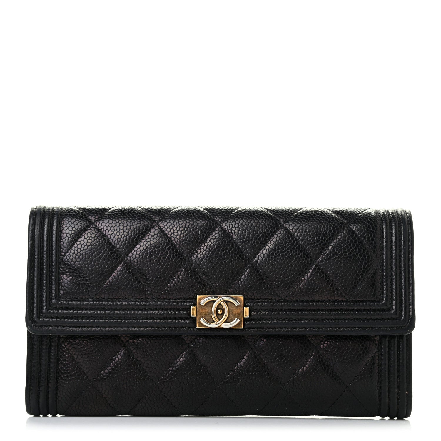 Chanel Caviar Quilted Long Boy Flap Wallet Black 1 of 8
