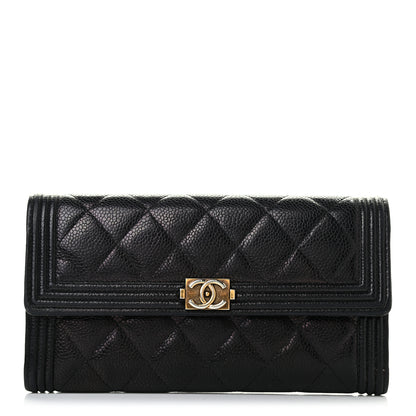 Chanel Caviar Quilted Long Boy Flap Wallet Black 1 of 8