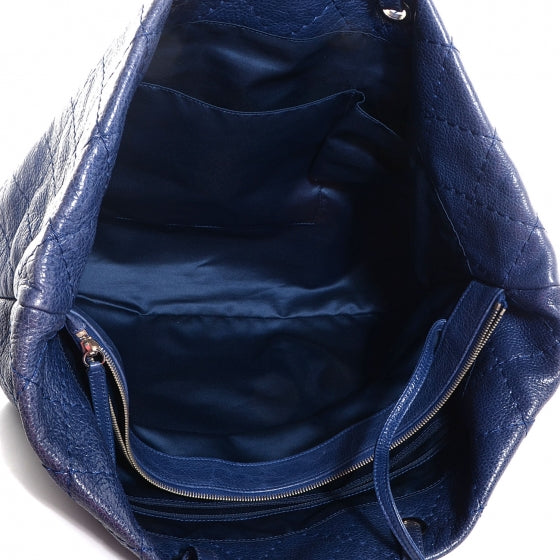 Chanel Glazed Calfskin XL On The Road Tote Dark Blue 5 of 7