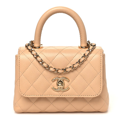 Chanel Caviar Quilted Coco Handle Clutch With Chain Beige 1 of 10