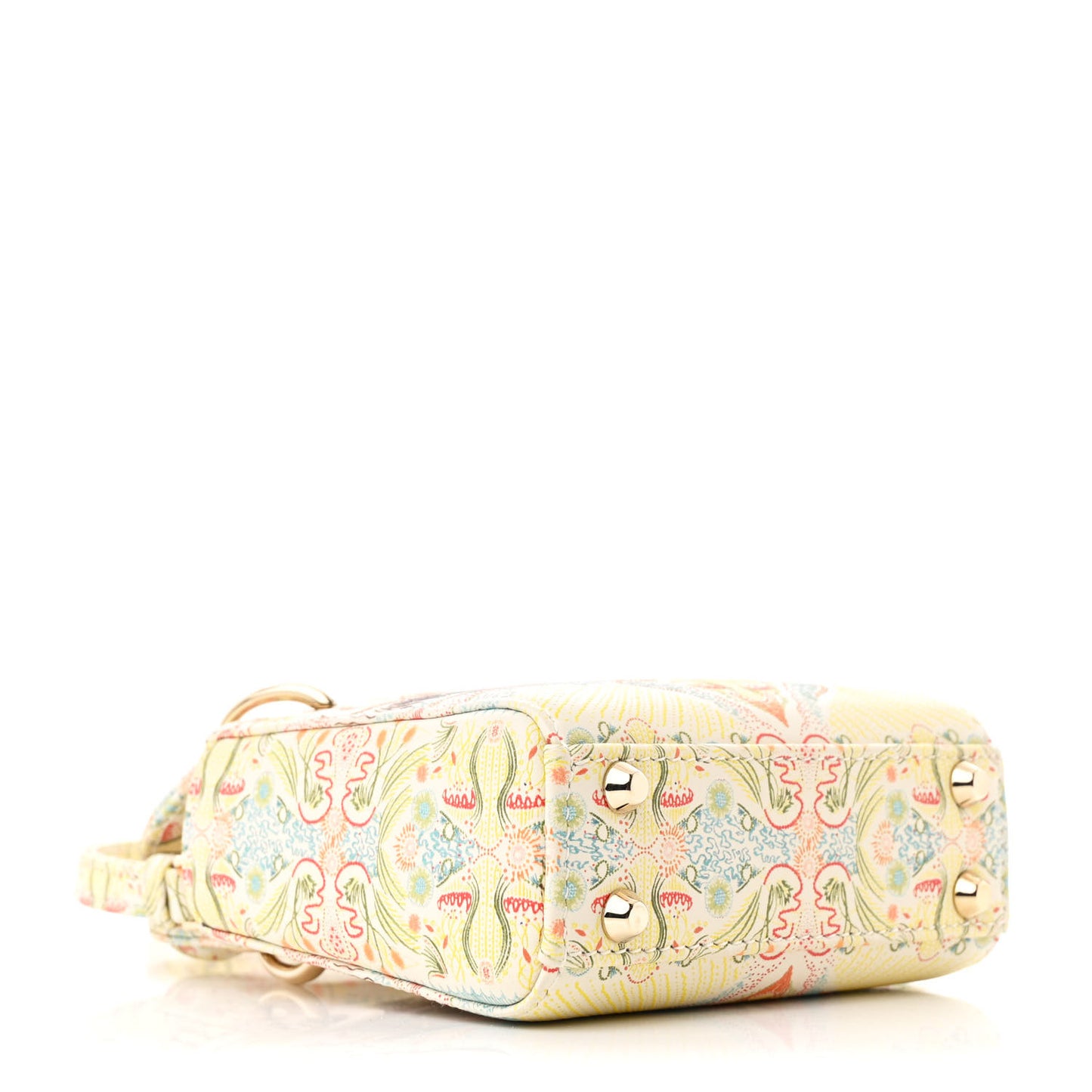 Calfskin Embroidered Mini Lady Dior White Multicolor