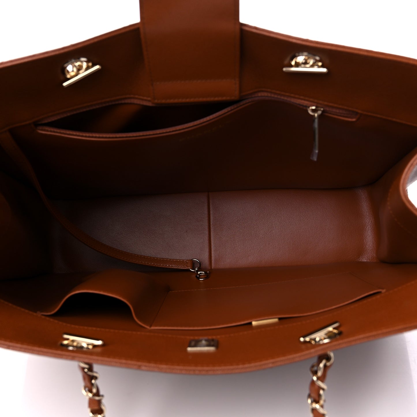 Caviar Quilted Large CC Shopping Tote Brown