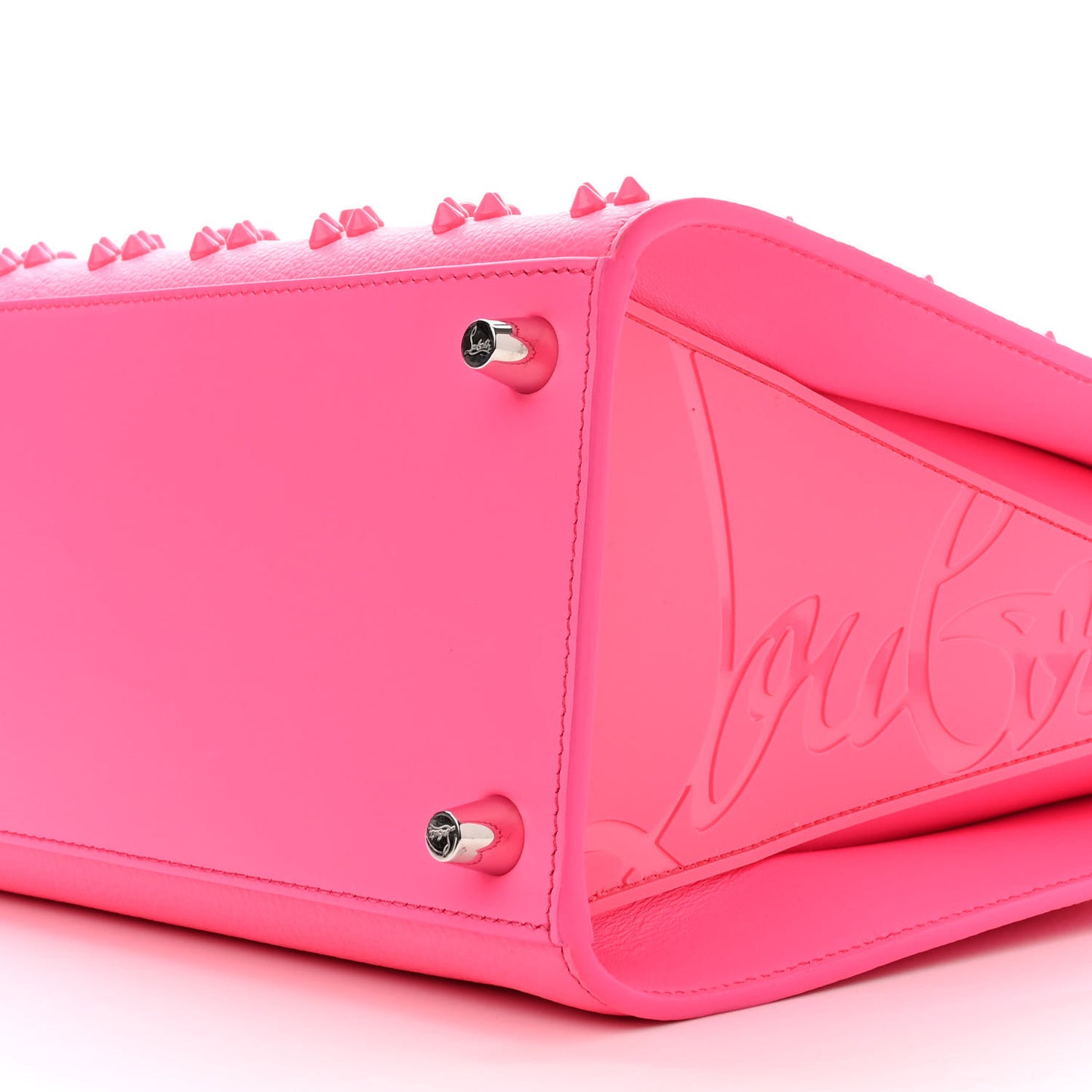 Calfskin Spikes Loubinthesky Medium Paloma Fuchsia