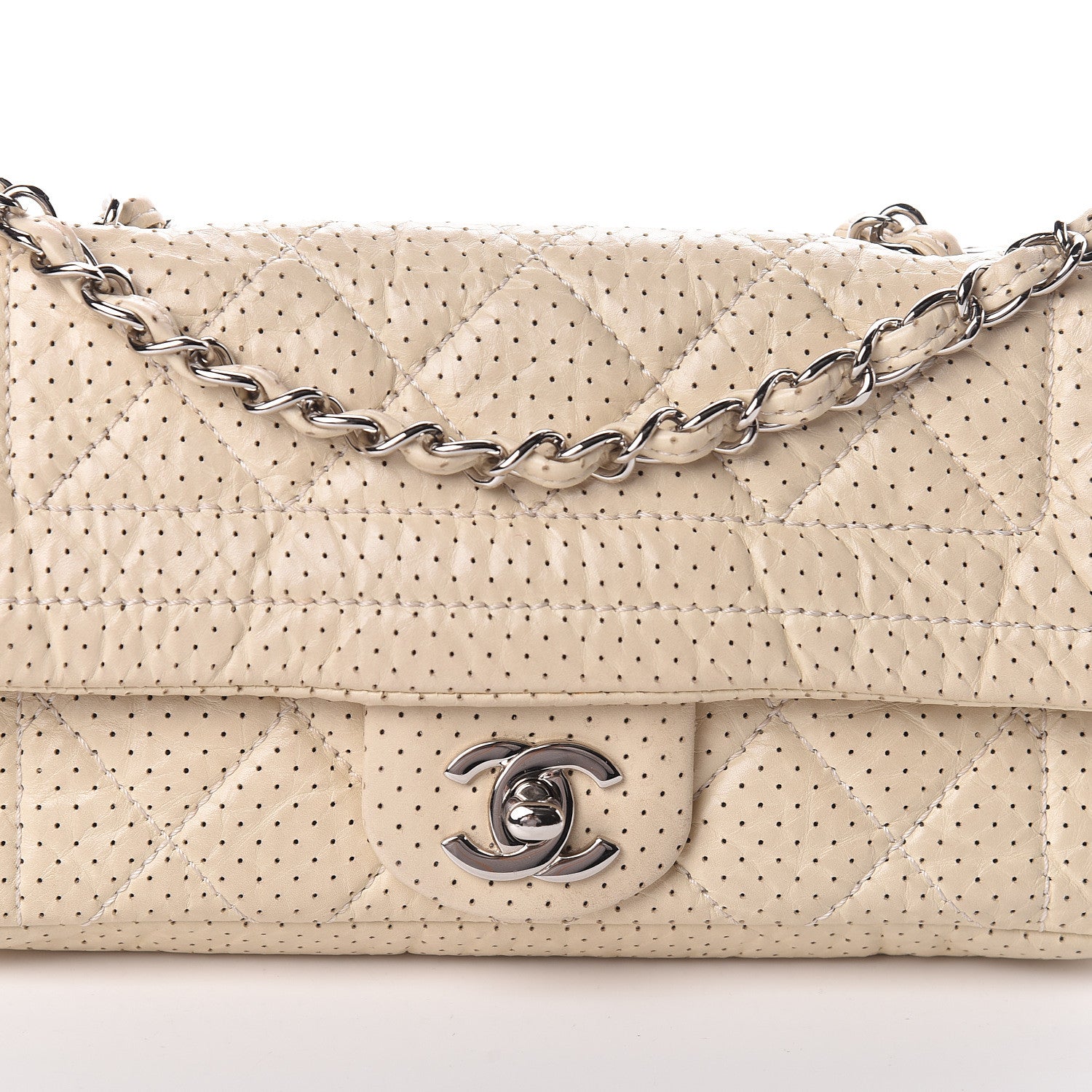 Chanel Aged Calfskin Perforated Small Flap Ivory 8 of 10