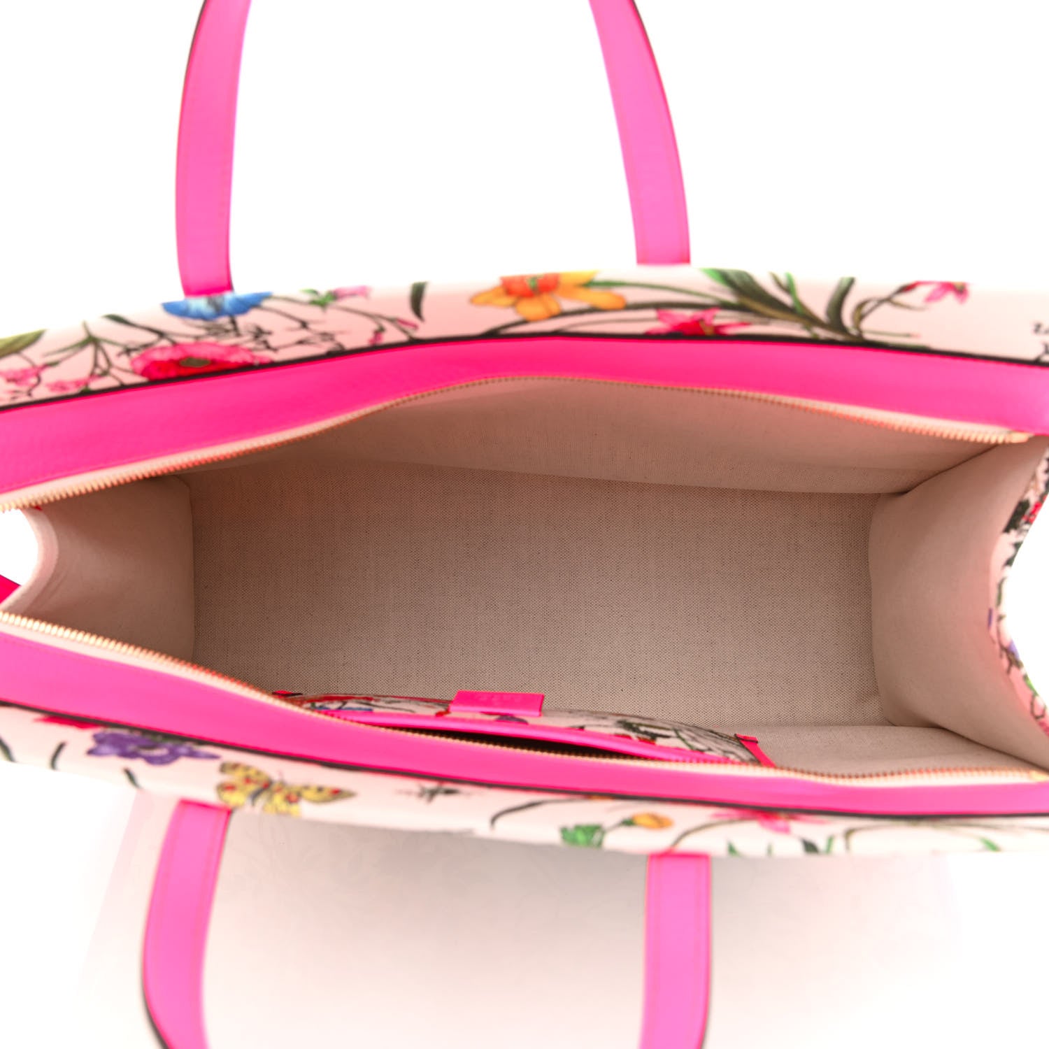 Gucci Canvas Large Flora Tote Pink Multicolor Fuchsia 5 of 10