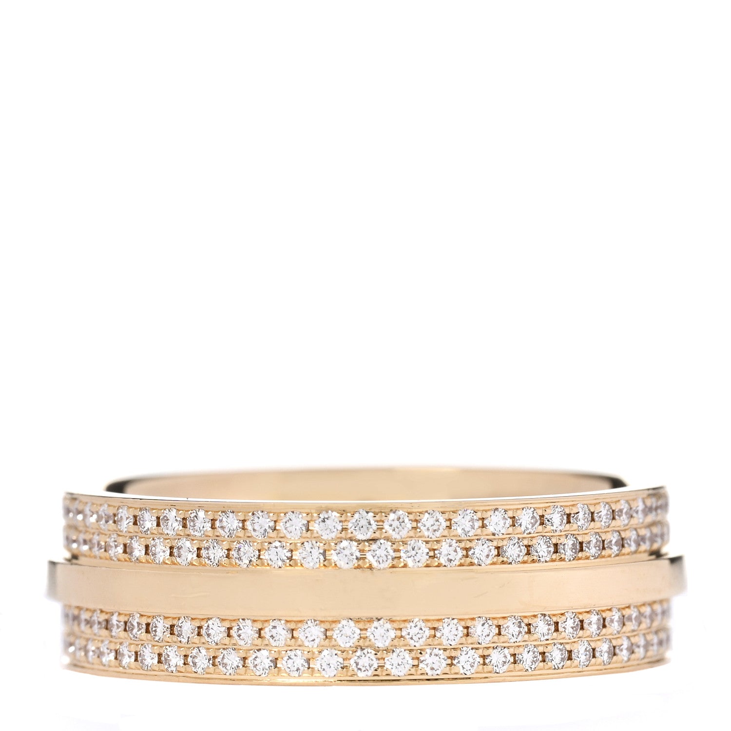 Tiffany 18K Yellow Gold Diamond Wide T Two Pave Ring 53 6.5 3 of 4