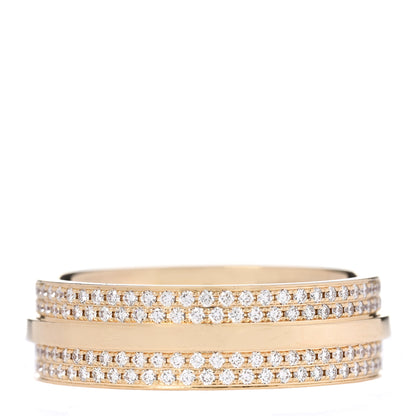Tiffany 18K Yellow Gold Diamond Wide T Two Pave Ring 53 6.5 3 of 4