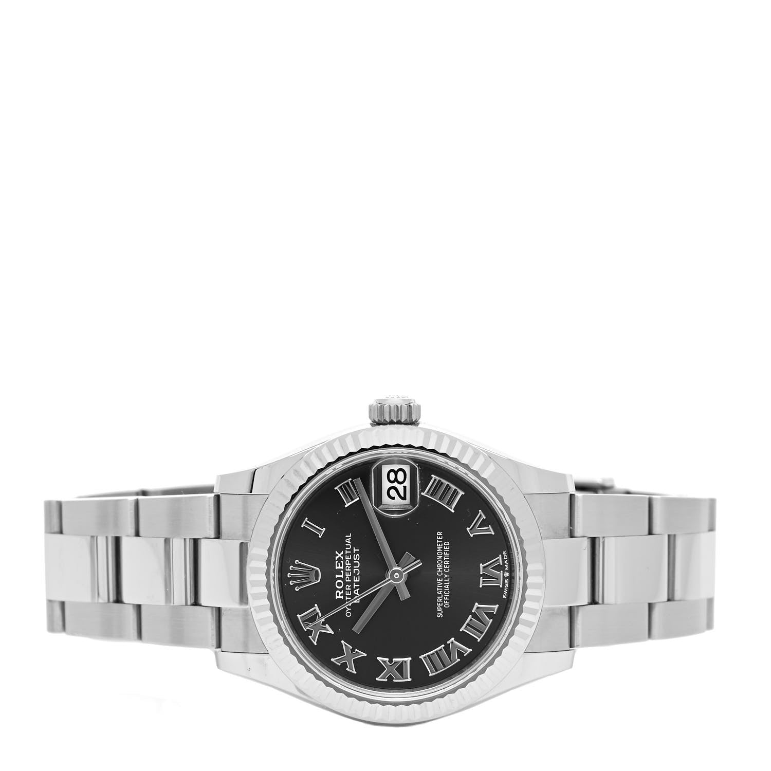 Rolex Stainless Steel 18K White Gold 31mm Oyster Perpetual Datejust Watch Black Roman 278274 2 of 5