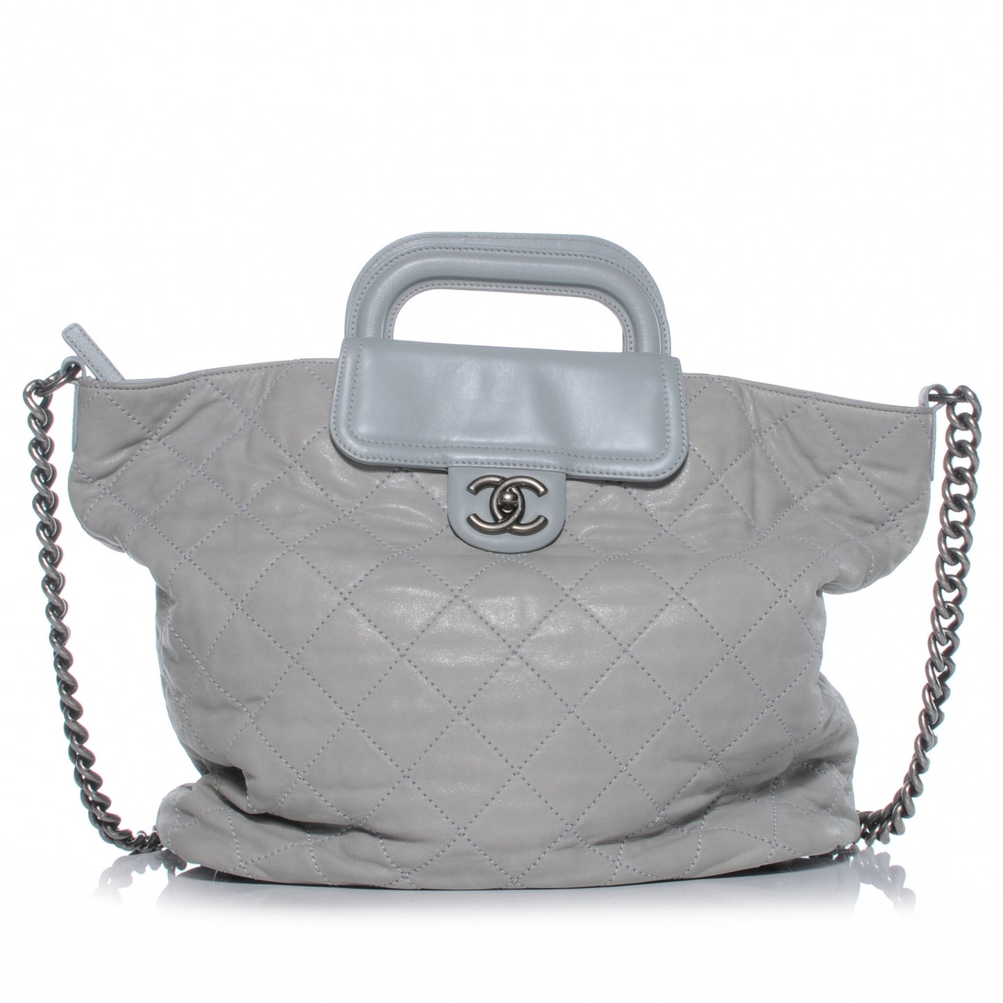 Iridescent Calfskin In The Mix Shopping Tote Grey